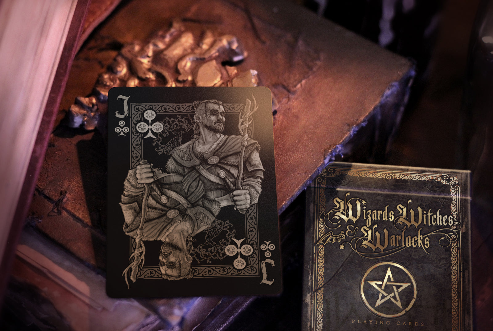 Wizards, Witches & Warlocks Waterproof Playing Cards | Black, Gold & Red