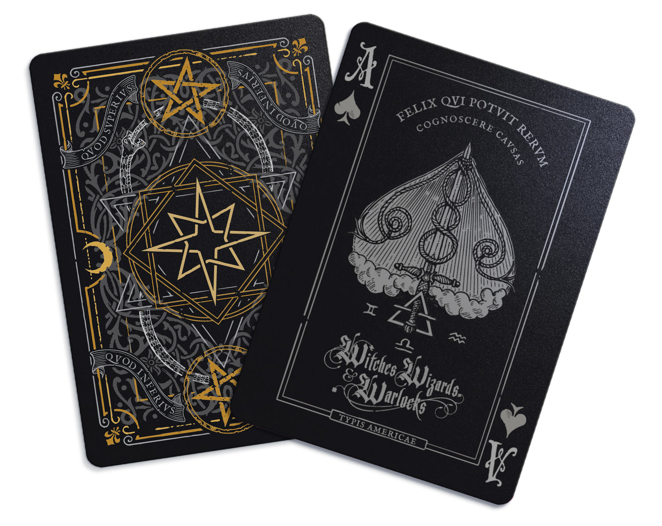 Wizards, Witches & Warlocks Waterproof Playing Cards | Black, Gold & Red
