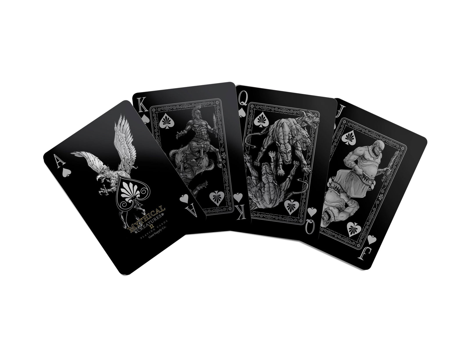 Mythical Creatures II Playing Cards - Black Silver & Gold Edition Gent Supply Co.
