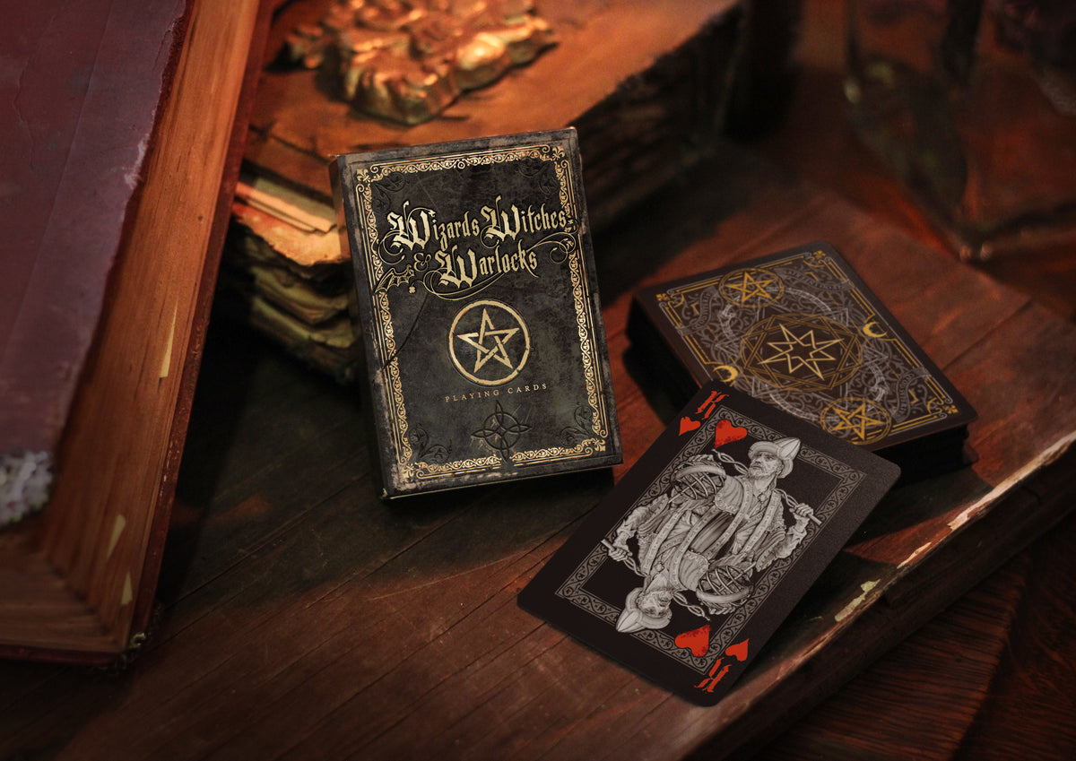 Wizards, Witches & Warlocks Waterproof Playing Cards | Black, Gold & Red