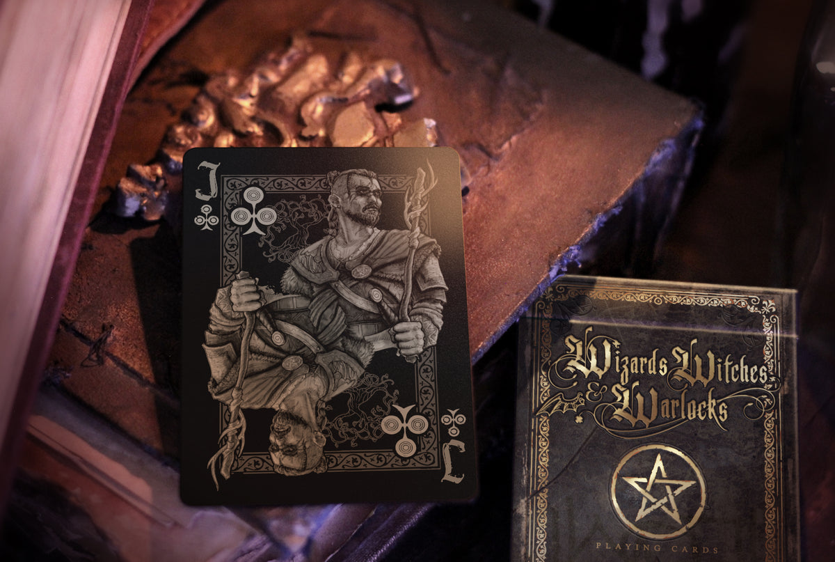 Wizards, Witches & Warlocks Waterproof Playing Cards | Black, Gold & Red