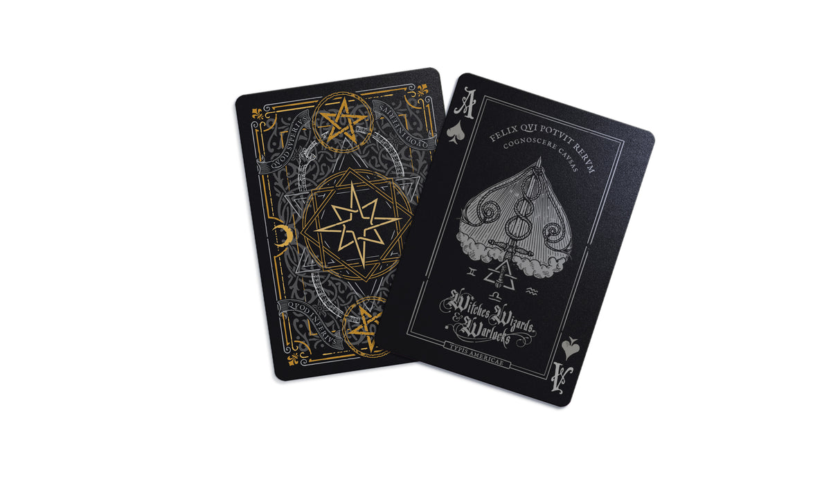 Wizards, Witches & Warlocks Waterproof Playing Cards | Black, Gold & Red
