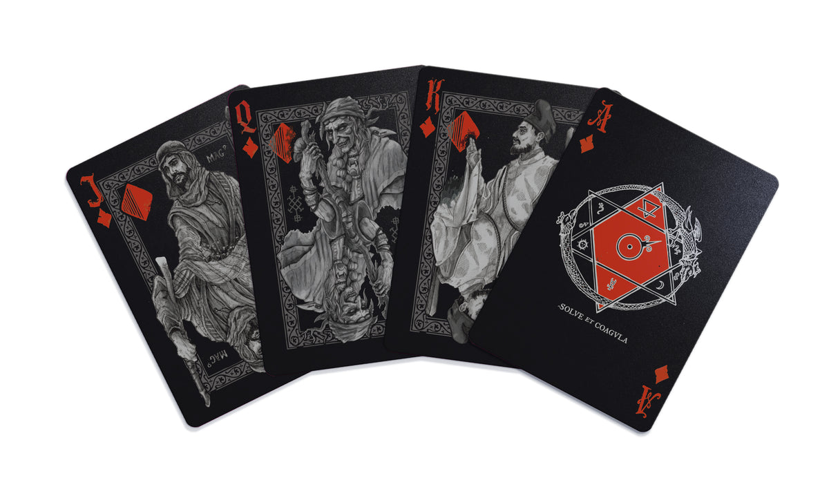 Wizards, Witches & Warlocks Waterproof Playing Cards | Black, Gold & Red