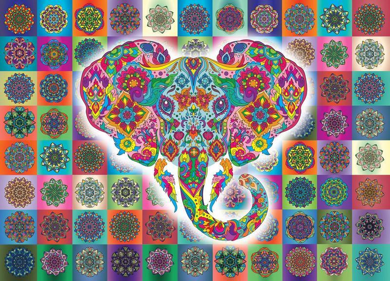 Elephant Mandala Jigsaw Puzzle - 1000 Pieces Gent Supply Co. 