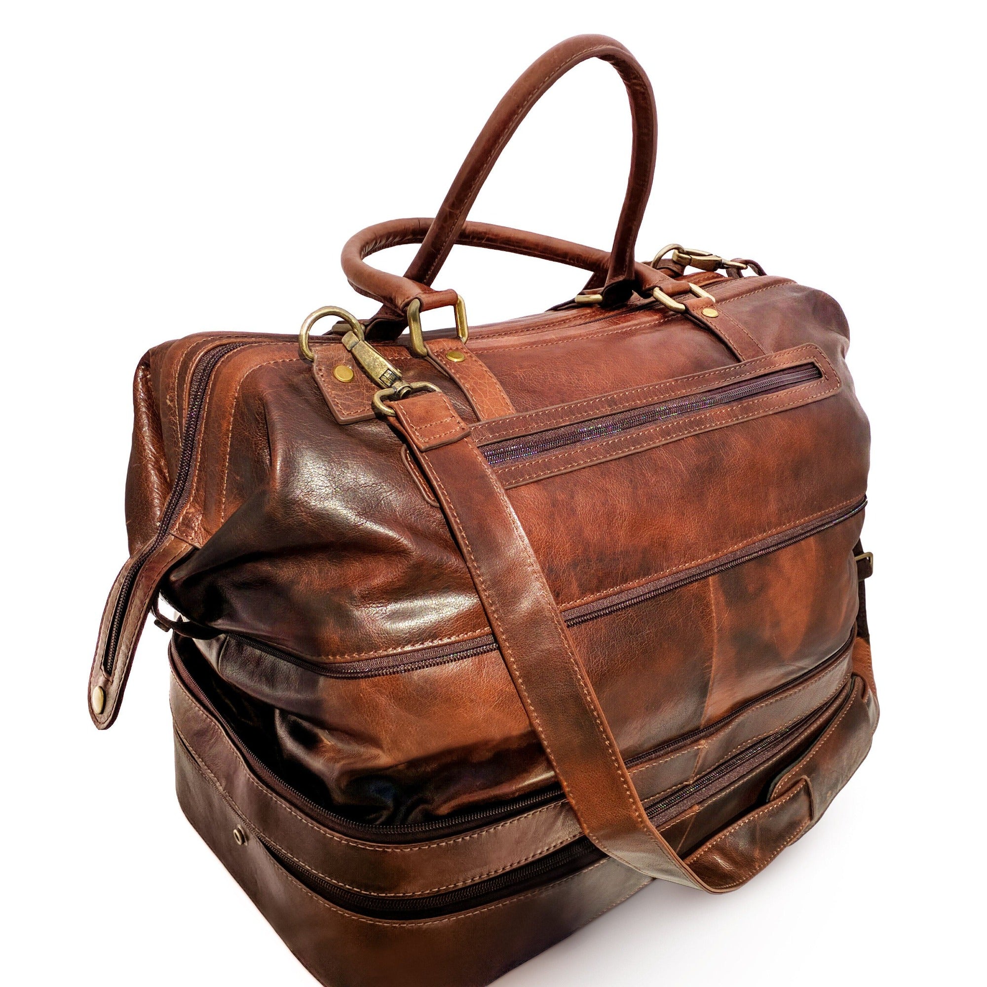 Premium Leather Duffel Bag for Men with Shoe Compartment - Groovy