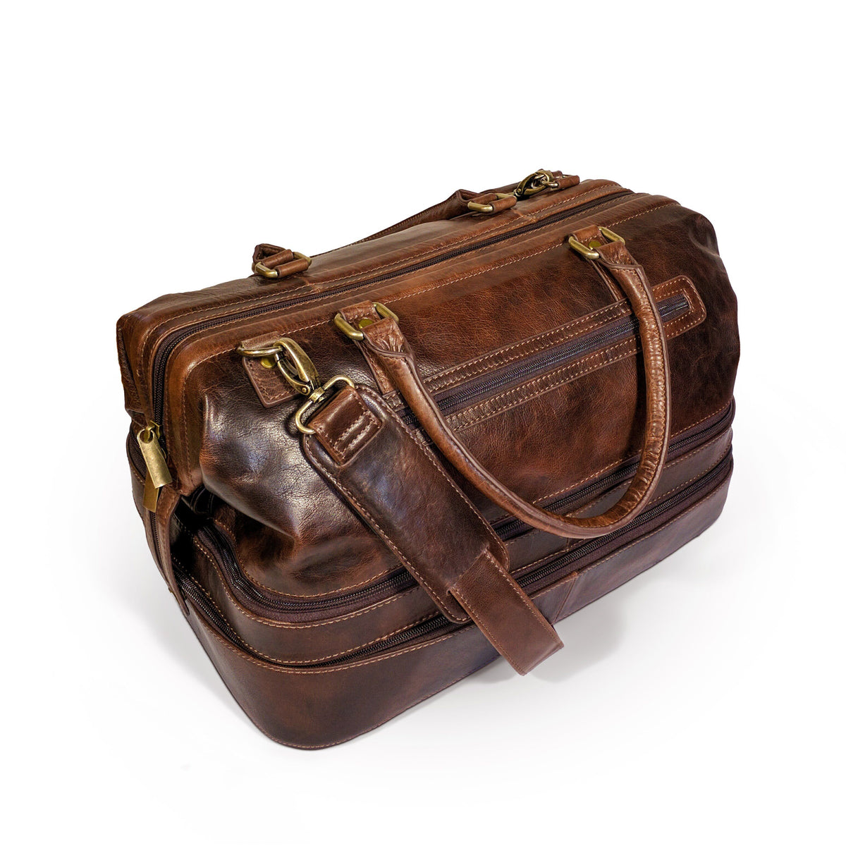 Leather Duffle Bag with Shoe Compartment by Gent Supply