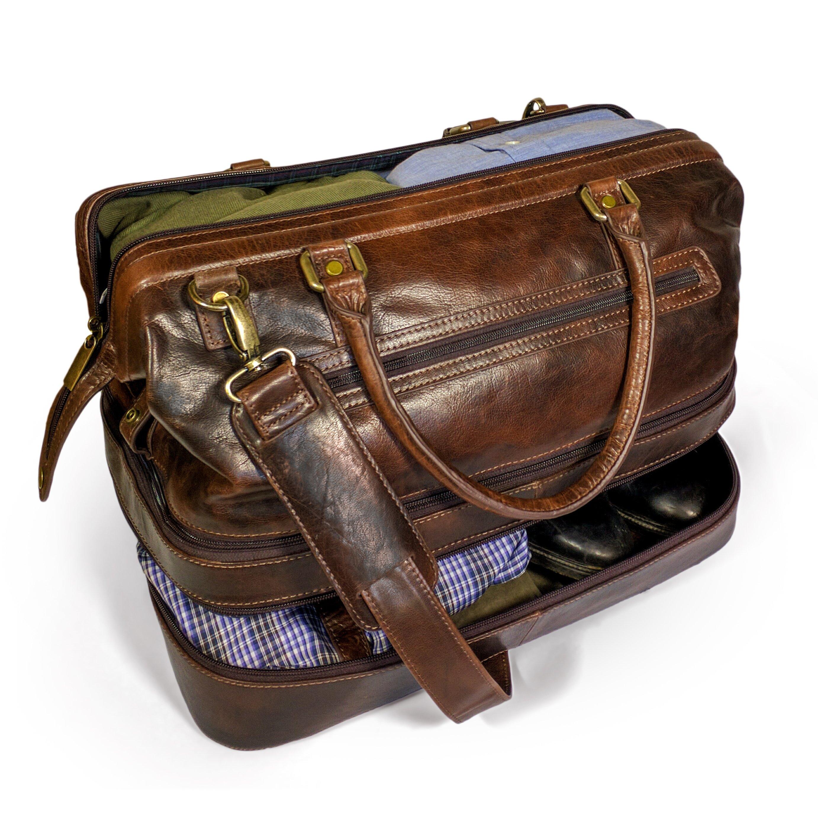 Leather weekender with shoe compartment Clearance