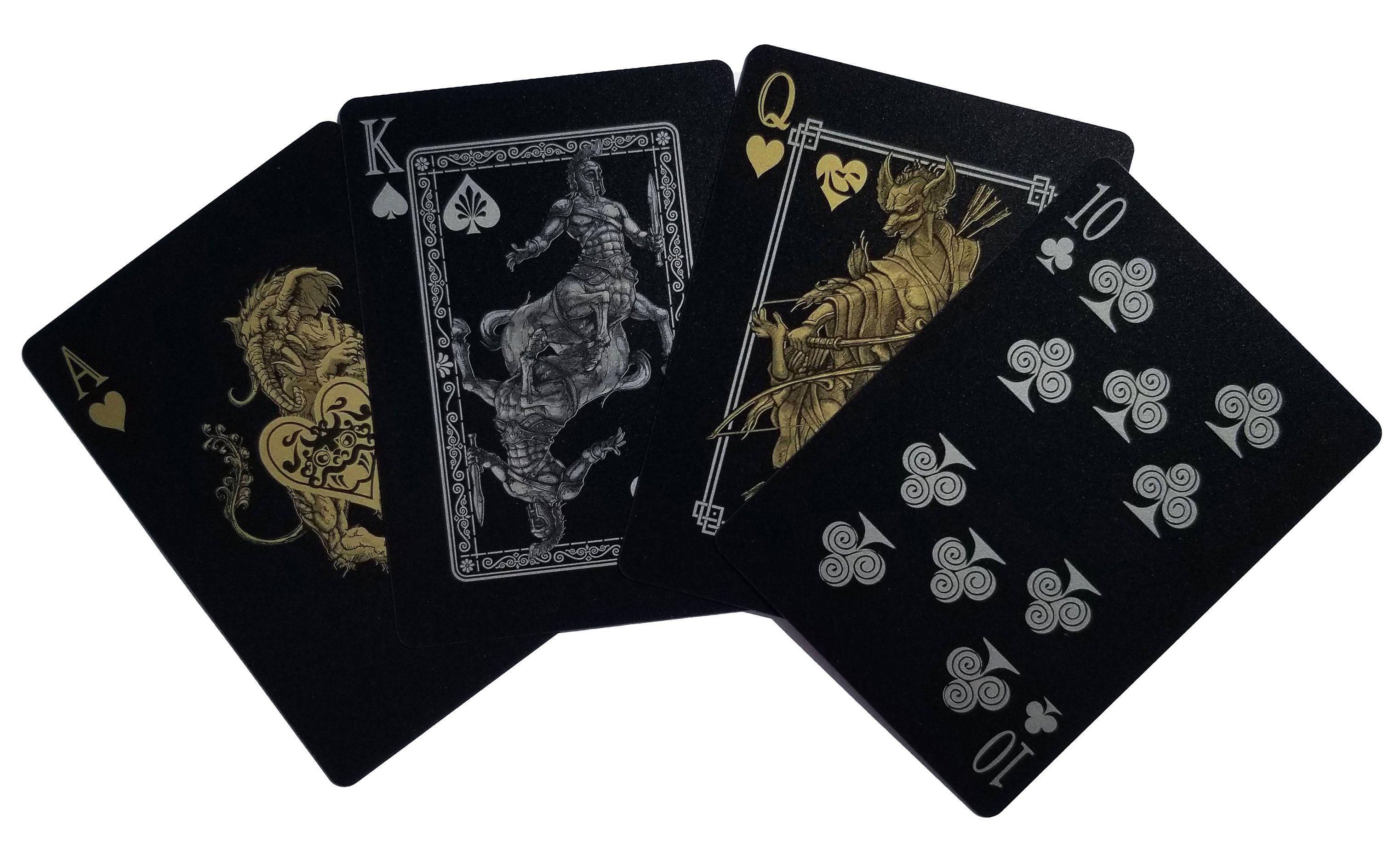Mythical Creatures II Playing Cards Black Silver  Gold Edition Gent  Supply Co.